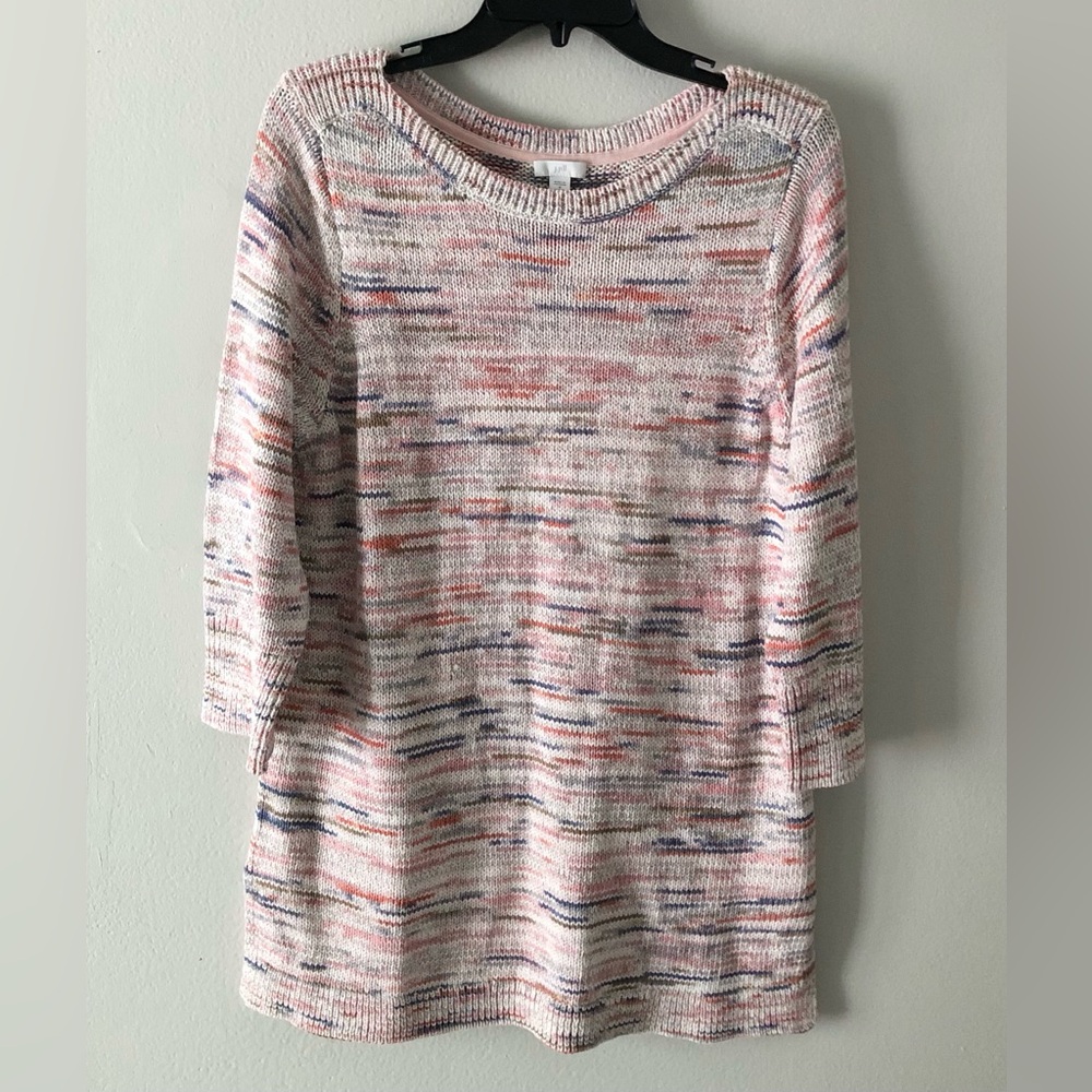 J. Jill Multicolor Space-Dye Knit Cotton Sweater Tunic Top